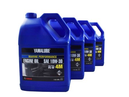 Yamalube 10W30 Outboard Mineral 4M FC-W Marine Engine Oil Gallon - LUB-10W30-FC-04 - 4-Pack Sale