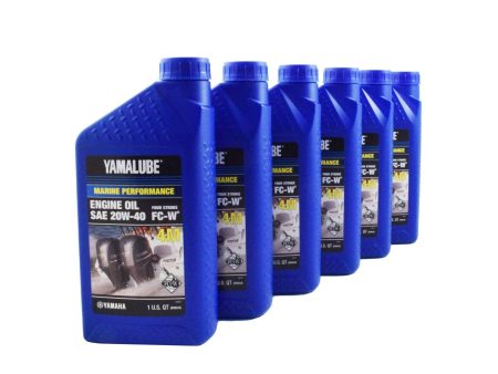 Yamalube 20W40 Outboard Mineral 4M FC-W Marine Engine Oil Quart - LUB-20W40-FC-12 - 6-Pack Hot on Sale