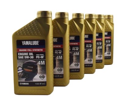 Yamalube 5W30 Full Synthetic 4M FC-W Outboard Marine Engine Oil Quart - LUB-05W30-FC-12 - 6-Pack Online Sale