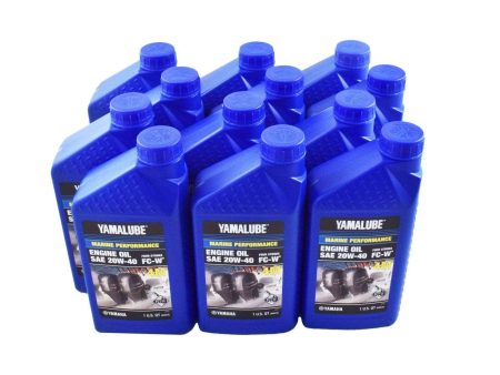 Yamalube 20W40 Outboard Mineral 4M FC-W Marine Engine Oil Quart - LUB-20W40-FC-12 - 12-Pack For Sale