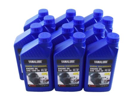 Yamalube 10W30 Outboard Mineral 4M FC-W Marine Engine Oil Quart - LUB-10W30-FC-12 - 12-Pack For Sale